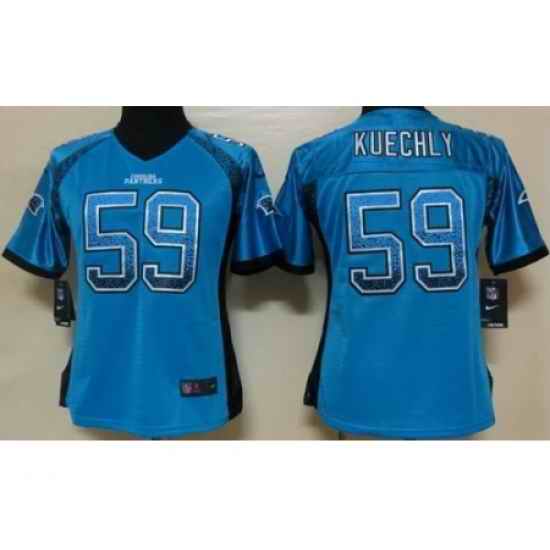 Women Nike Carolina Panthers 59 Kuechly Blue Drift Fashion Elite NFL Jerseys